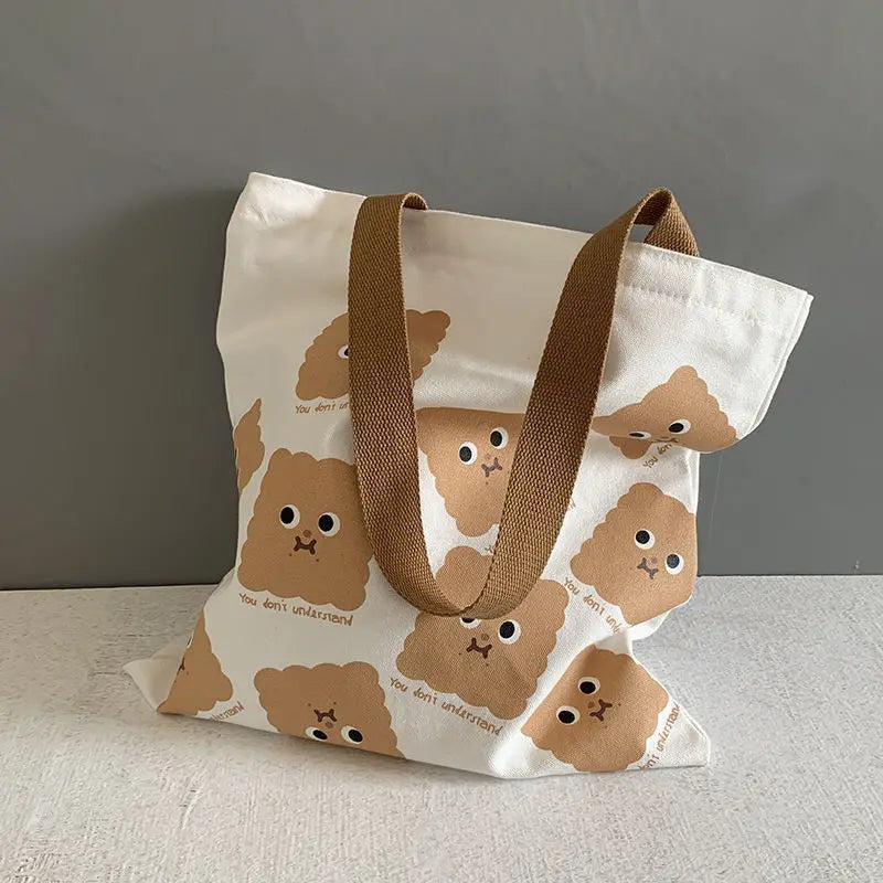 Cartoon Print Ladies Casual Handbag Tote Bag Canvas Shoulder Bag