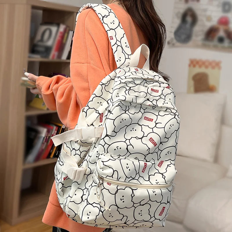 Cartoon Printing Women's Backpack College Laptop School Bag