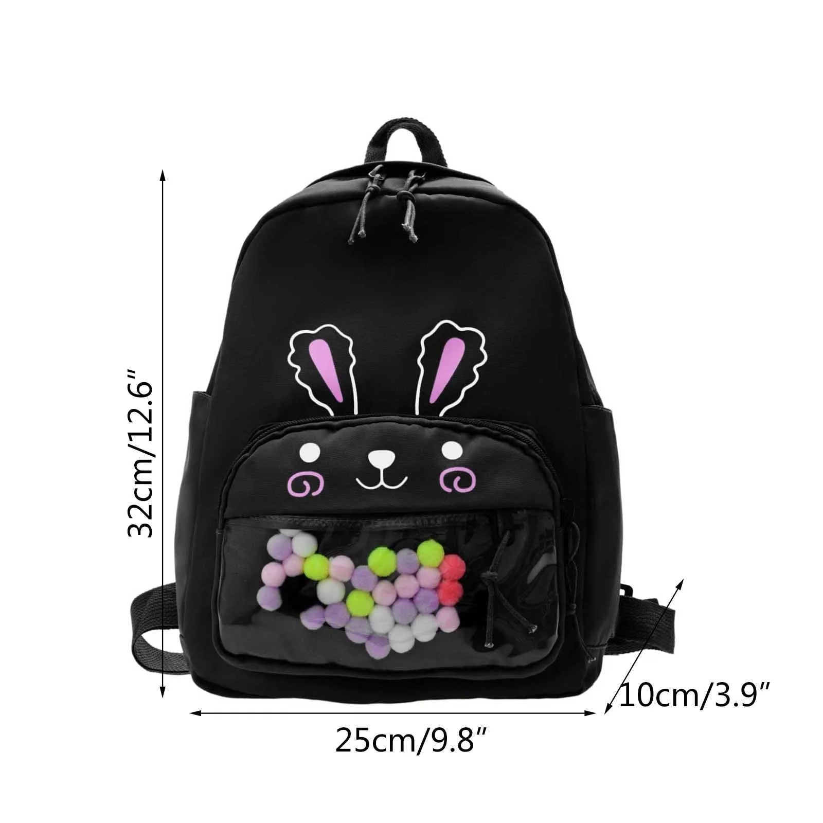 Rabbit Print Small Backpack for Kids Boys Girls Canvas Schoolbag