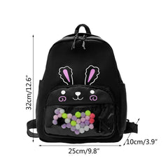 Rabbit Print Small Backpack for Kids Boys Girls Canvas Schoolbag