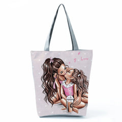 Cartoon Mama Print Tote Bag for Women