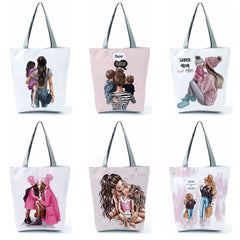 Mama Print Tote Bag Travel Shoulder Bags Mom Baby Eco Reusable Shopping