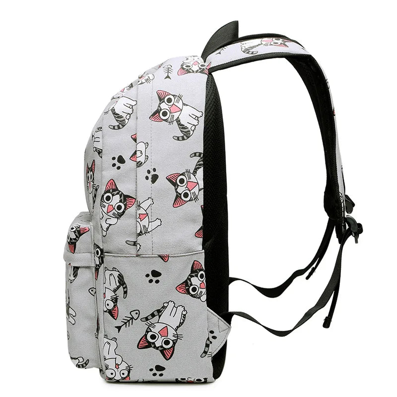 Cartoon Unicorn Flamingo Canvas Backpack Student School Bag