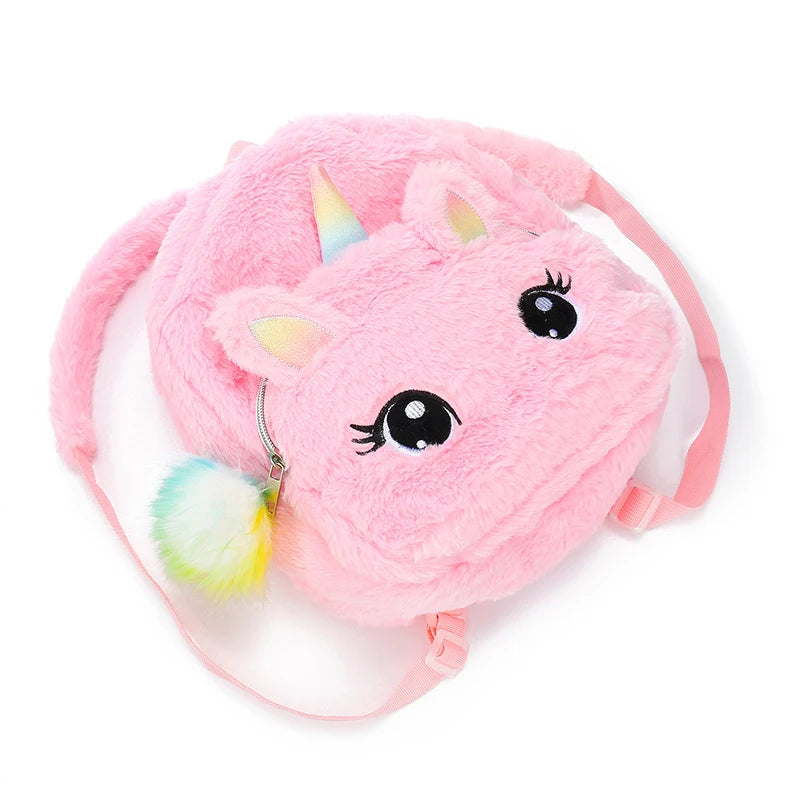 Unicorn Kids School Bags Girls Soft Pink Bags Kindergarten Travel Backpack
