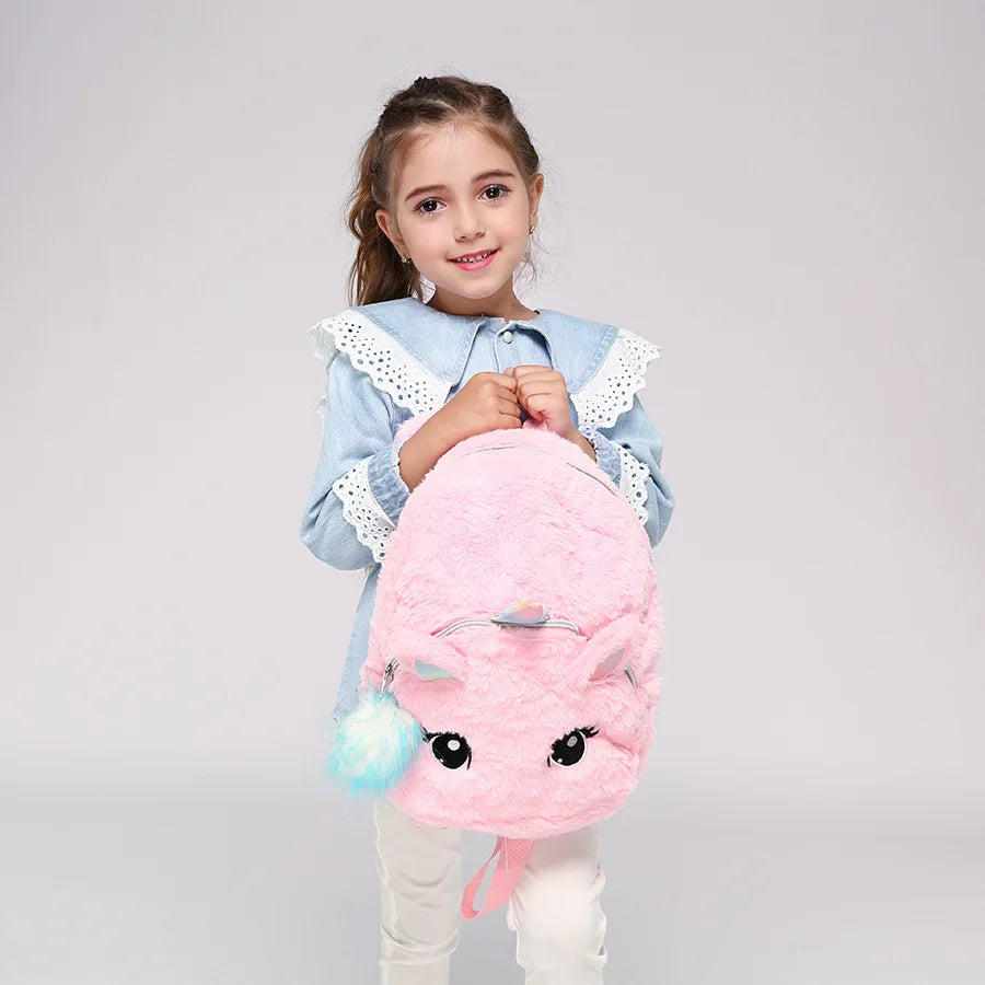 Unicorn Kids School Bags Girls Soft Pink Bags Kindergarten Travel Backpack