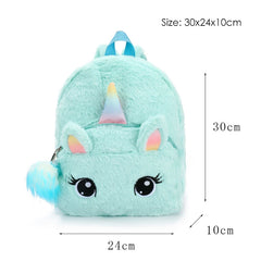 Plush Cartoon Unicorn Kids School Bag for Girls
