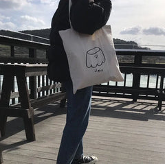 Cartoon Women Canvas Handbags Large Shoulder Bags Female Eco Reusable Shopping B