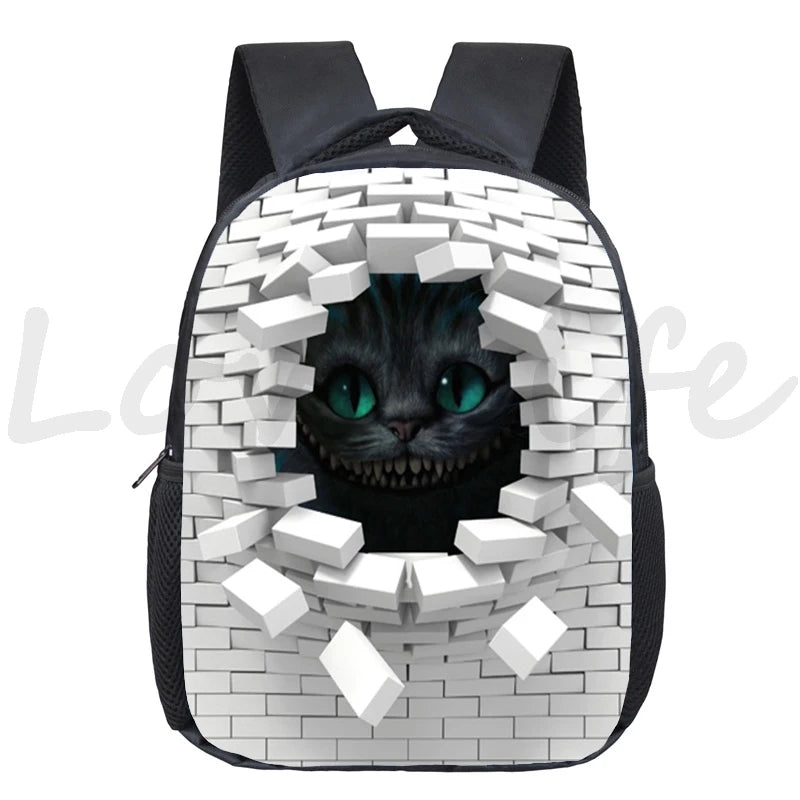 Cat 12 Inch Kindergarten School bag Student Backpack Kids Bagpack Childs Funny