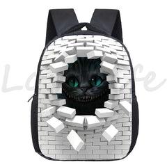Cat 12 Inch Kindergarten School bag Student Backpack Kids Bagpack Childs Funny