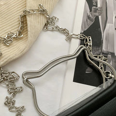 Cat Ear Metal Handle Tote Bag Transparent Jelly Handbag Chain Shoulder Crossbody