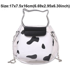 Cat Ear Metal Handle Tote Bag Transparent Jelly Handbag Chain Shoulder Crossbody