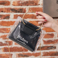 Cat PVC Transparent Shoulder Bag For Women Small Mini Female Shopping Handbag