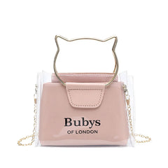 Cat PVC Transparent Shoulder Bag For Women Small Mini Female Shopping Handbag