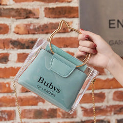 Cat PVC Transparent Shoulder Bag For Women Small Mini Female Shopping Handbag
