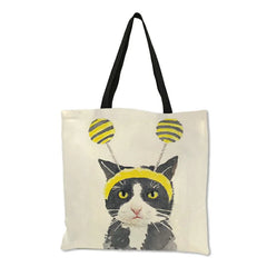 Cat Print Reusable Shopping Bag Women Bags Summer Tote Bag B06034