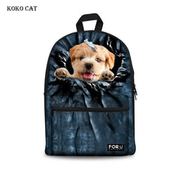 Cat Printed School Bags Girls Boys Animal Backpack Teenagers