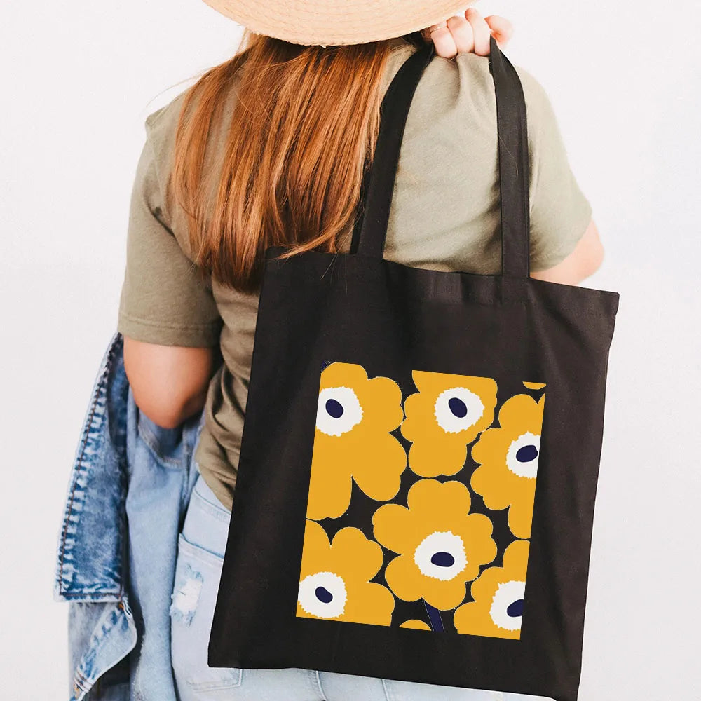 Colorful Poppy Flowers Canvas Shoulder Bag Harajuku Handbag Eco Shopper
