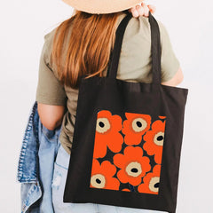 Colorful Poppy Flowers Canvas Shoulder Bag Harajuku Handbag Eco Shopper