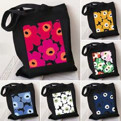 Colorful Poppy Flowers Canvas Shoulder Bag Harajuku Handbag Eco Shopper