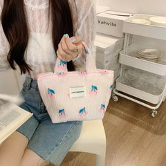 Cherry Small Tote Shopping Bag Retro Shoulder Messenger Bags Pink Girl Clutch