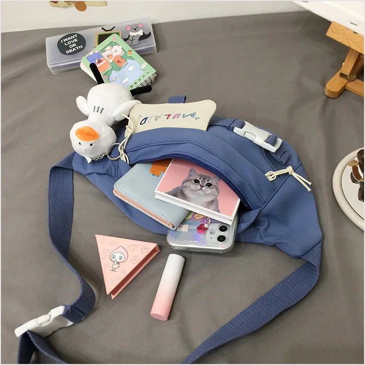 Canvas Chest Bag for Girls Casual Phone Pouch