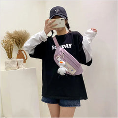 Canvas Chest Bag for Girls Casual Phone Pouch