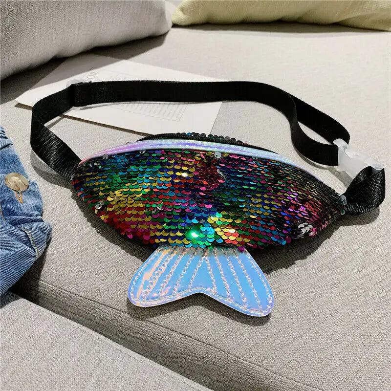 Girls Sequin Waist Bag Coin Purse Single Shoulder Bag