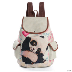 Chinese Women's Backpack Panda Floral Printed Handbags