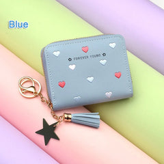 Coin Purse Tassels Zipper Flap Wallet Women Purses Heart Moneybags
