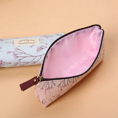 Floral Flower Canvas Cosmetic Bag Zipper Pencil Cases