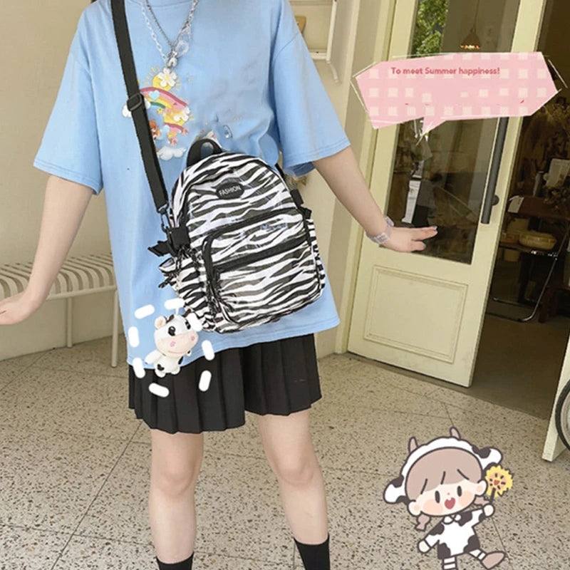 Cow Backpack with Pendants Casual Daypack Shoulder Bags for Women Girls