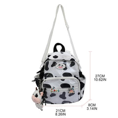 Cow Backpack with Pendants Casual Daypack Shoulder Bags for Women Girls