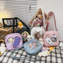 Crossbag PU Square Bag Ladies Love Itabag Transparent Heart Anime Lolita Bag