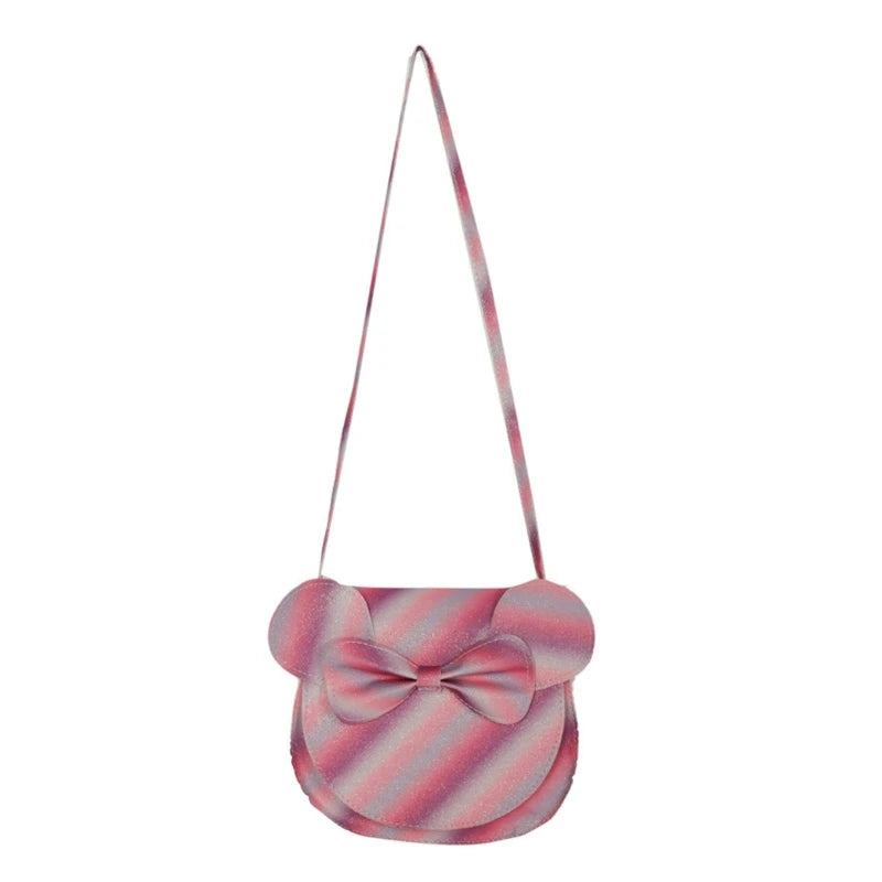 Cartoon Bowknot Crossbody Bag for Kids, PU Leather Handbag