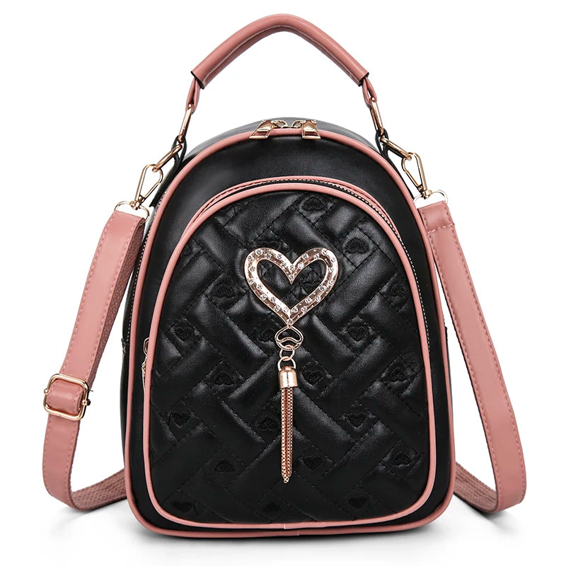 Diamond Love Tassel Pendant Backpack Anti Theft Schoolbag Ladies Backpack