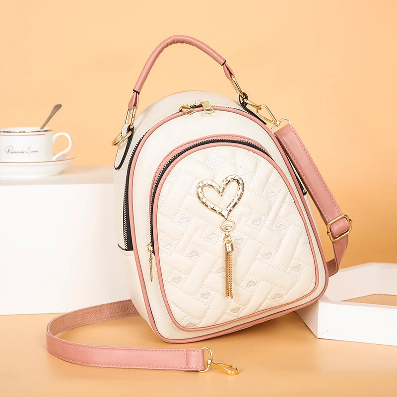 Diamond Love Tassel Pendant Backpack Anti Theft Schoolbag Ladies Backpack