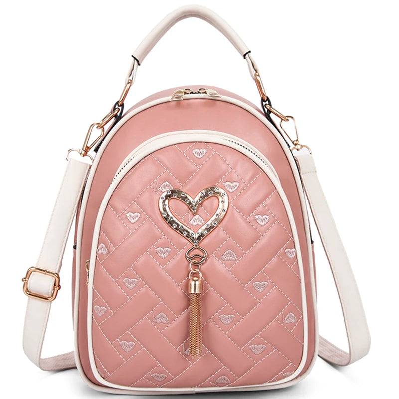 Diamond Love Tassel Pendant Backpack Anti Theft Schoolbag Ladies Backpack