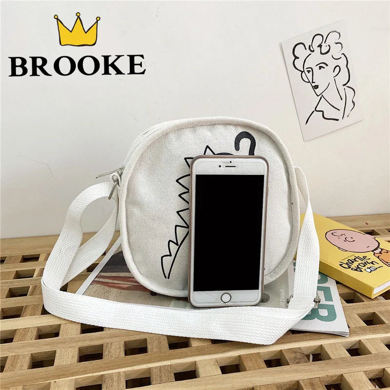 Dinosaur Canvas Small Crossbody Messenger Bag for Women Girls