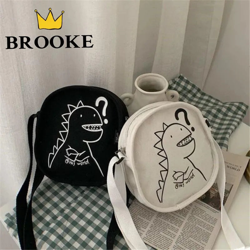 Dinosaur Canvas Small Crossbody Messenger Bag for Women Girls