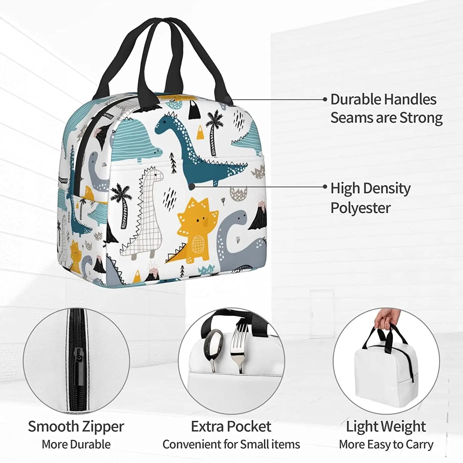 Dinosaur Lunch Box - Insulated Lunch Bags for Kids Women