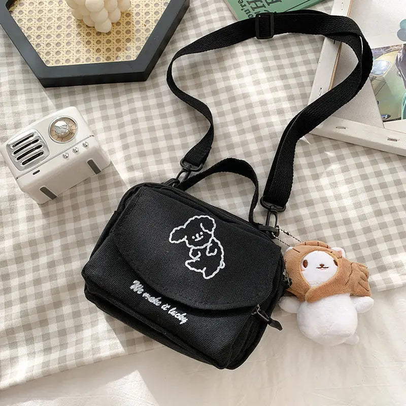 Dog Canvas Small Square Bag Female Crossbody Bag Casual Women Messenger Bags