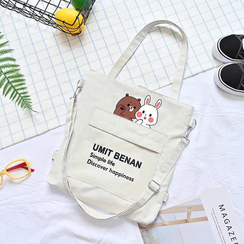 Dog Cat Crossbody Bag Zipper Oxford Shopping Bags Cartoon Printed Shoulder Bags
