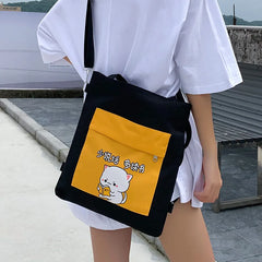 Dog Cat Crossbody Bag Zipper Oxford Shopping Bags Cartoon Printed Shoulder Bags