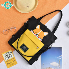Dog Cat Crossbody Bag Zipper Oxford Shopping Bags Cartoon Printed Shoulder Bags