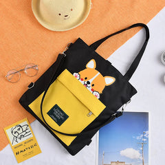 Dog Cat Crossbody Bag Zipper Oxford Shopping Bags Cartoon Printed Shoulder Bags