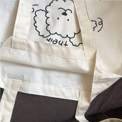 Dog Ladies Canvas Shoulder Bag Thin Cotton Women Eco Reusable Shopping Bags