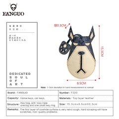 Dog Pull Type Key Rings Car Smart Keychain Fob Hanging Leather Case