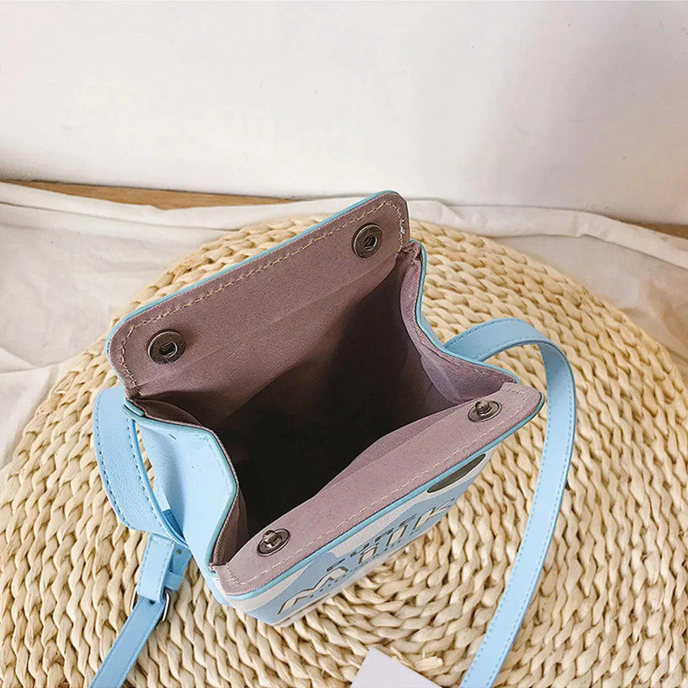 Milk Cartoon Printing Shoulder Bag Women Coin Phone Purses