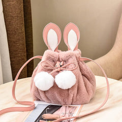 Faux Fur Cross Shoulder Bucket Hand Bag for Travel