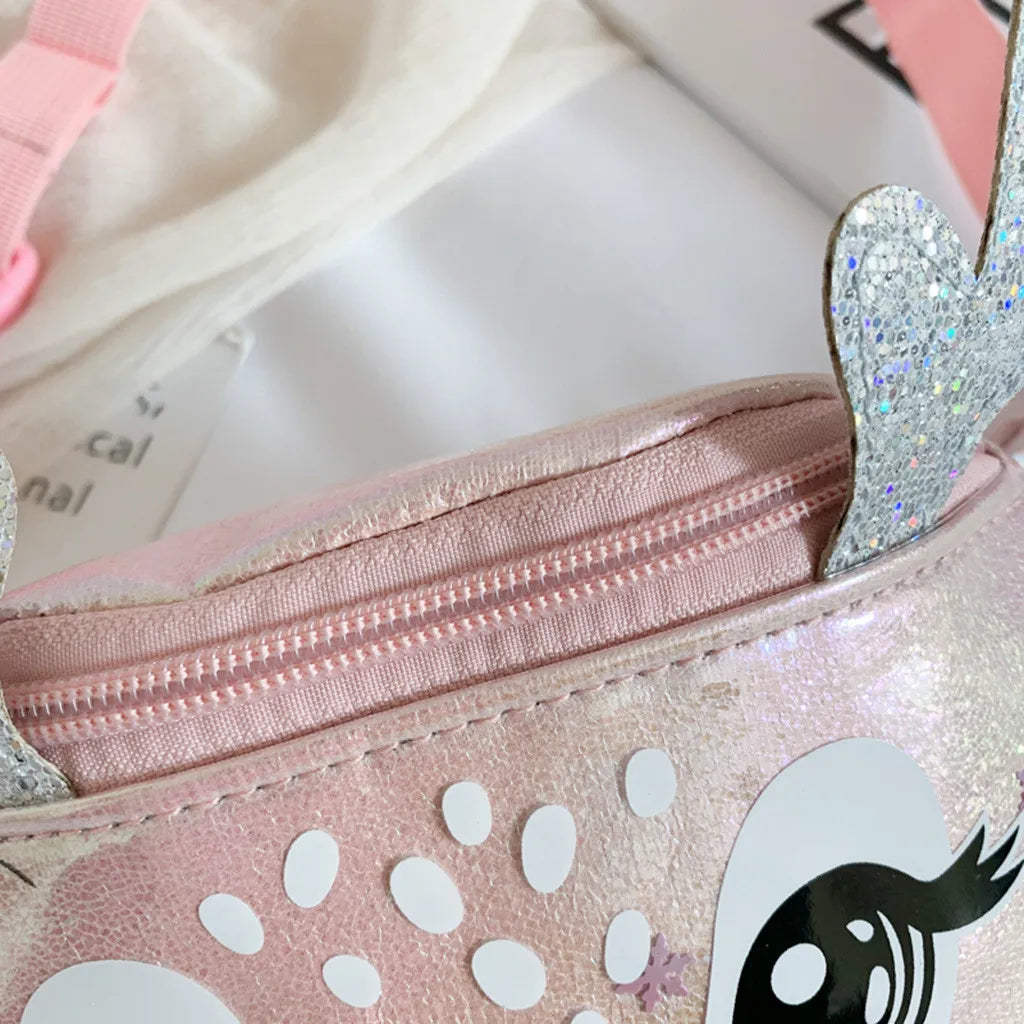 Elk Antlers Female Waist Bag Kids Fanny Pack Cartoon Pu Leather